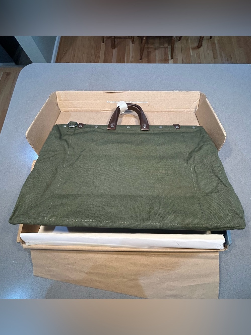 Canvas Weekender Duffel Bag - Olive Green - Picture 9 of 11